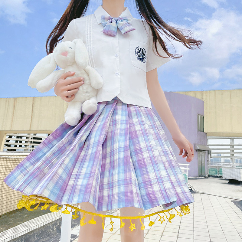 实拍现货玻璃糖jk制服格裙新款日系百褶裙学院风套装女 - 17网