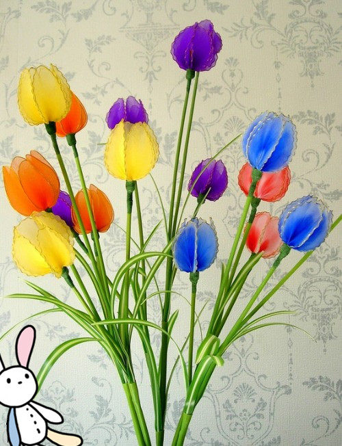 假花丝网花材料批发/丝袜花郁金香材料包套餐diy手工制作专用包邮