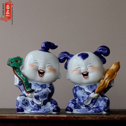 Jingdezhen blue and white classical character moral furnishing articles with joy festival decoration porcelain ceramic decoration