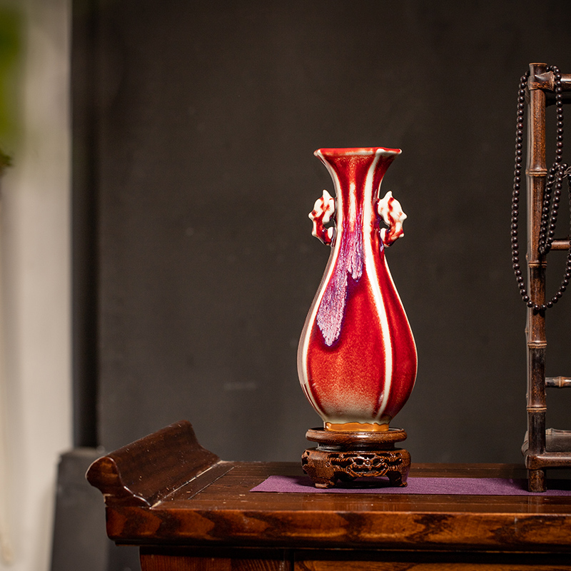 Chinese style restoring ancient ways of jun porcelain up rich ancient frame small jingdezhen ceramic vase furnishing articles, the sitting room porch decorate red