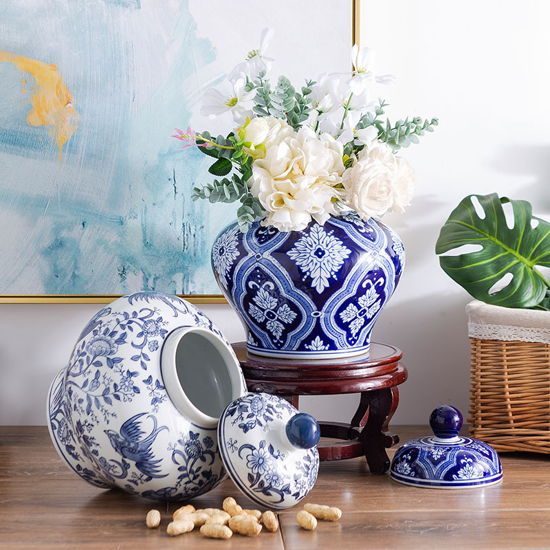 Jar of blue and white porcelain of jingdezhen ceramics flower arranging new Chinese I household adornment of the sitting room TV ark, furnishing articles