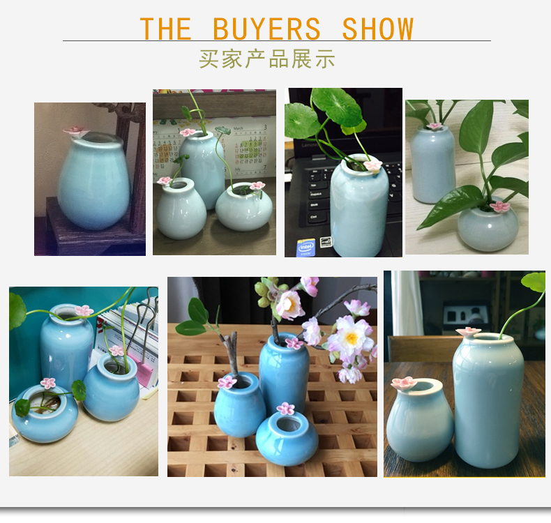 Jingdezhen ceramic creative floret bottle flower mini floral outraged Nordic home decoration copper flower pot grass in the plants