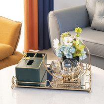 Light luxury tissue box set coffee table living room Tray storage fruit plate vase toothpick jar decoration soft decoration with ornaments
