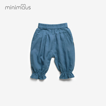 Children anti mosquito pants cotton gauze summer leisure girls bloomers ruffle ankle-length pants pants thin