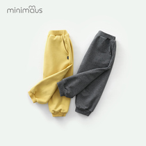 Baby pants fleece warm spring and autumn boys and women foreign sports pants gray baby casual pants autumn trousers