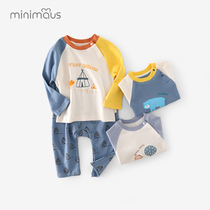 Baby suit spring and autumn thin color children long sleeve T-shirt two-piece baby Foreign-like shirt small children autumn clothes
