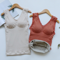 Warm camisole Vest Womens velvet autumn and winter plus velvet fever cold thickened chest slim underwear top single piece