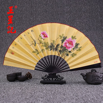 Wang Xingji Fan 8 inch silk hand-painted ancient wind folding fan Chinese style male fan summer Silk Silk fan gift fan