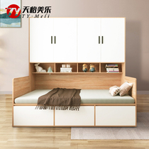 Customized Wood tatami single bed wardrobe simple multifunctional storage bed small apartment drawer high box childrens bed