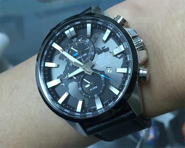 【上海实体店】casio卡西欧手表edifice efr-303l-1a真皮石英男表