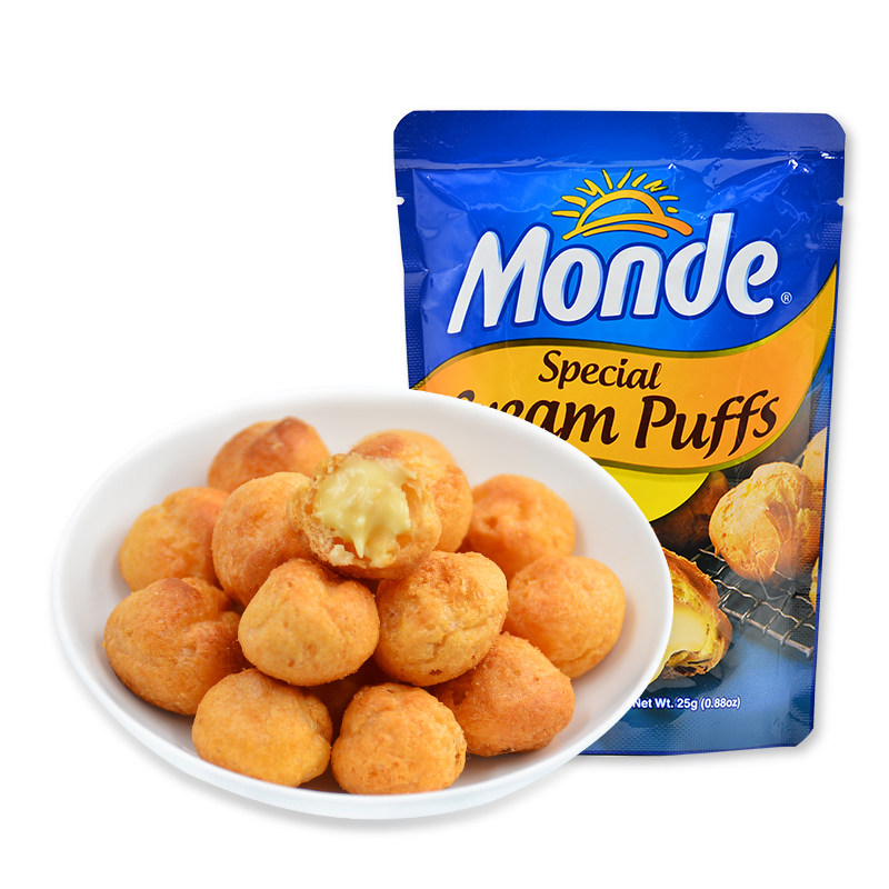 菲律宾进口道吉草monde泡芙25g*5包夹心球甜品零食下午茶奶油脆皮