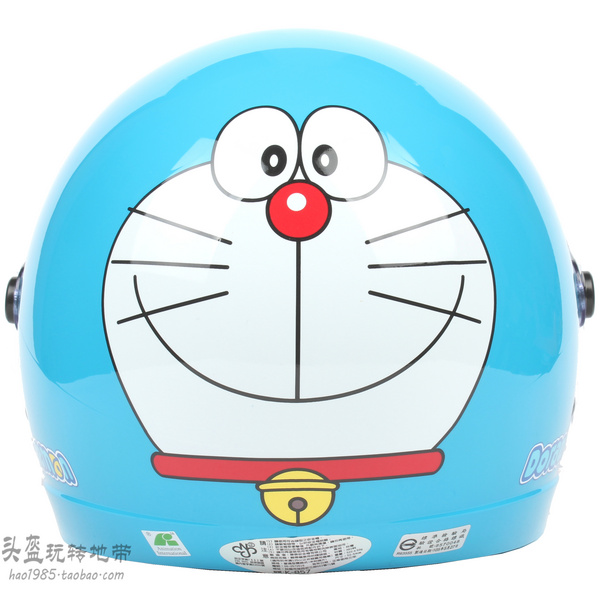 台湾华泰 叮当哆啦a梦大脸蓝电动摩托车儿童头盔男女宝宝小孩冬季