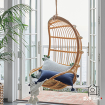 Nordic rattan chair ins hang swing chair ins hanging swing chair bedroom basket balcony home hotel decoration Net Red