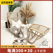 Nordic ins natural Real rattan recliner rattan chair rattan chair balcony home leisure lazy Siesta Beach recliner chair back chair