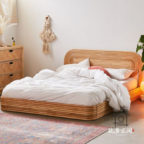 Southeast Asia ins Fujiyi 1 8m double bed rattan furniture solid wood homestay simple modern bedroom Japanese style