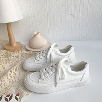 Leather Face Small White Shoes Woman Super Soft Spring Ins 100 lap flat-bottomed base student 2022 Burst White Shoes