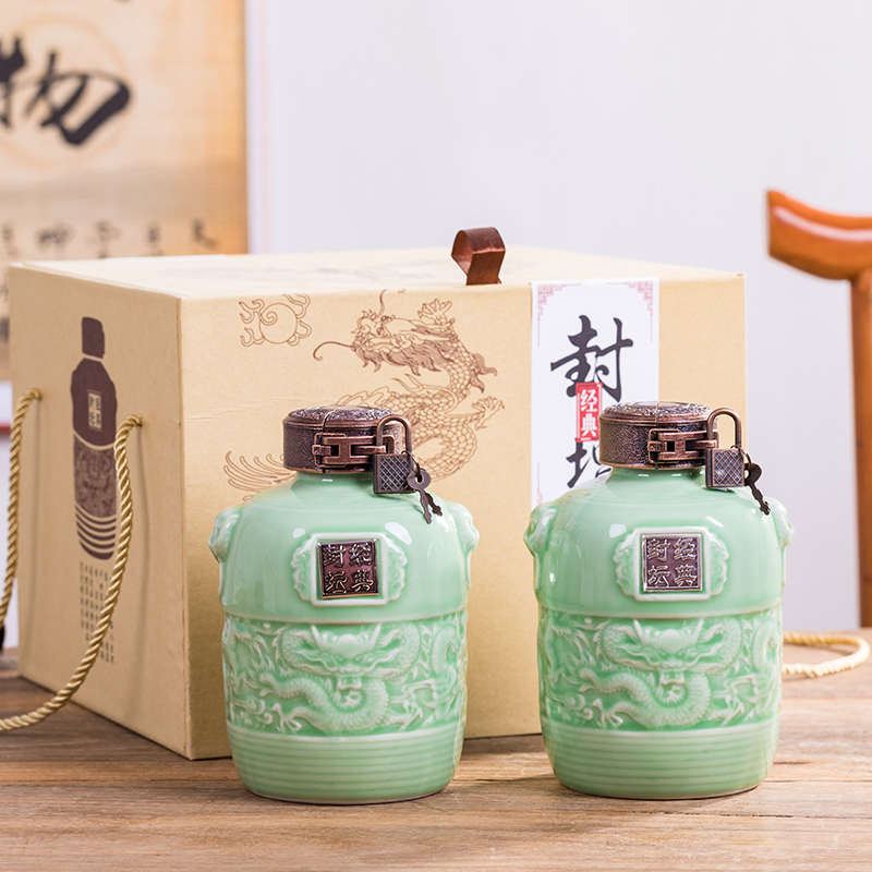 Jingdezhen ceramic bottle is empty bottles of 1 kg pack blue glaze retro 5 jins of creative mercifully wine liquor sealed jar