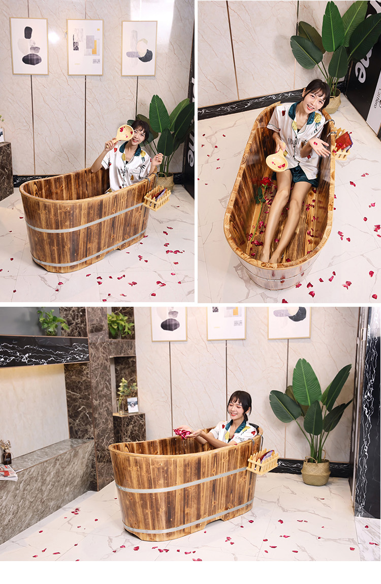 美容院泡澡木桶浴缸大人家用洗澡盆全身汗蒸两用沐浴桶成人瑶浴桶