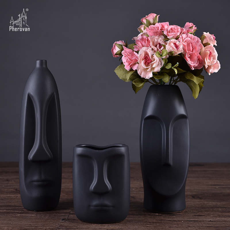 Boreal Europe style of modern creative home decoration ceramic face the vase flower arranging handicraft decoration furnishing articles to the living room
