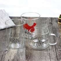 Creative glass cup Water cup Teacup Good morning household handy cup Breakfast cup Juice cup