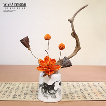 Retro Small Vase Dry Flower Pendulum Table Living Room New Chinese Flower Arrangement Table Zen tea table Xuanguan Merchants decoration