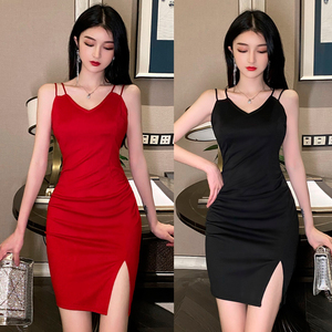 New Hong Kong Style Sexy girl’s slit suspender dress