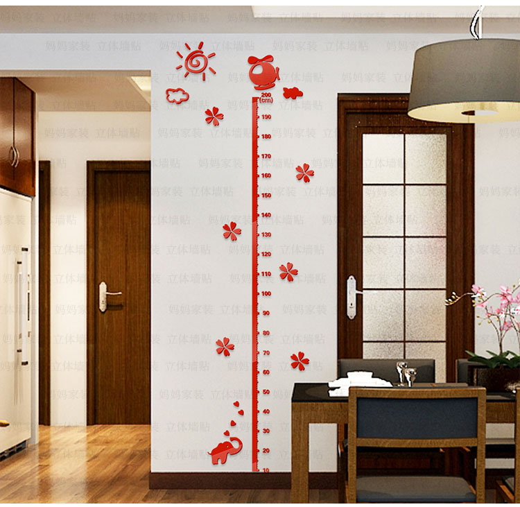卡通儿童身高贴纸3d亚克力立体墙贴儿童房卧