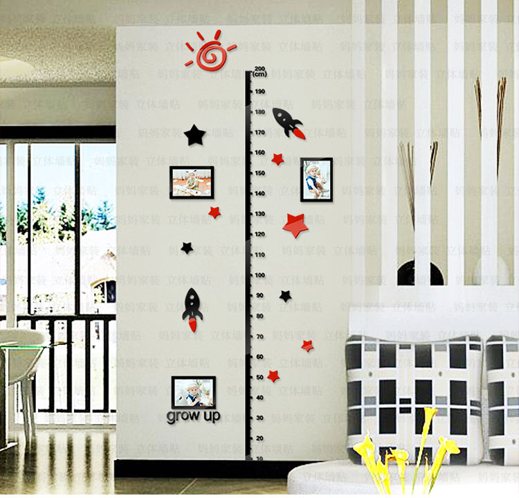 卡通儿童身高贴纸3d亚克力立体墙贴儿童房卧