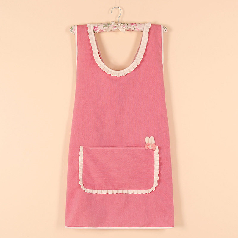 韩版时尚可爱公主交叉款厨房围裙餐厅美甲工作服罩衣女定制印logo