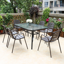 Impressions Outdoor Iron Art Three-Five Pieces Garden Casual Milk Tea Shop Patio outside table and chairs Combined with umbrella