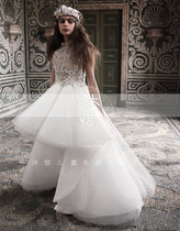 Childrens dress Princess girl white poonti dress dress dress sleeveless drag tail dress host performing