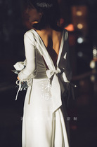 2021 New Summer Wedding Dresses Light Wedding Dresses Long Sledged Satin V