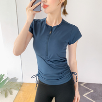 Yoga top womens summer half zipper short-sleeved tight skinny quick-drying breathable sports t-shirt running yoga fitness suit