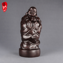 Ebony wood carving Maitreya Buddha statue ornaments mahogany smiling Buddha Maitreya decorative living room solid wood carving crafts