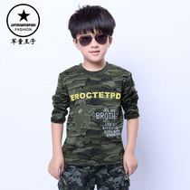 Military boy Prince Boy t-shirt Spring and autumn camouflage long-sleeved medium and large childrens inner underwear Childrens round neck T-shirt base shirt
