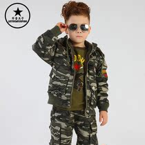 Military prince children camouflage clothing Boys  autumn and winter models plus velvet warm childrens clothes thickened military childrens clothing tide