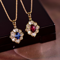 Wing | Flower 18K Gold Diamond Spikel Sapphire Pendant