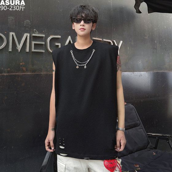 Metal Chain Ripped Vest Sweat Vest Men Plus Fat Plus Large Size Trendy Fatty Loose Base Shirt Sports Summer Clothes
Metal Chain Ripped Vest Sweat Vest Men Plus Fat Plus Large Size Trendy Fatty Loose Base Shirt Sports Summer Clothes