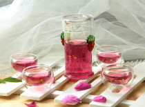 Docare Colorful Glass Tea Set Transparent High Boron Silicon Glass Pot Binaural Teapot Glass Cup glass with saucer