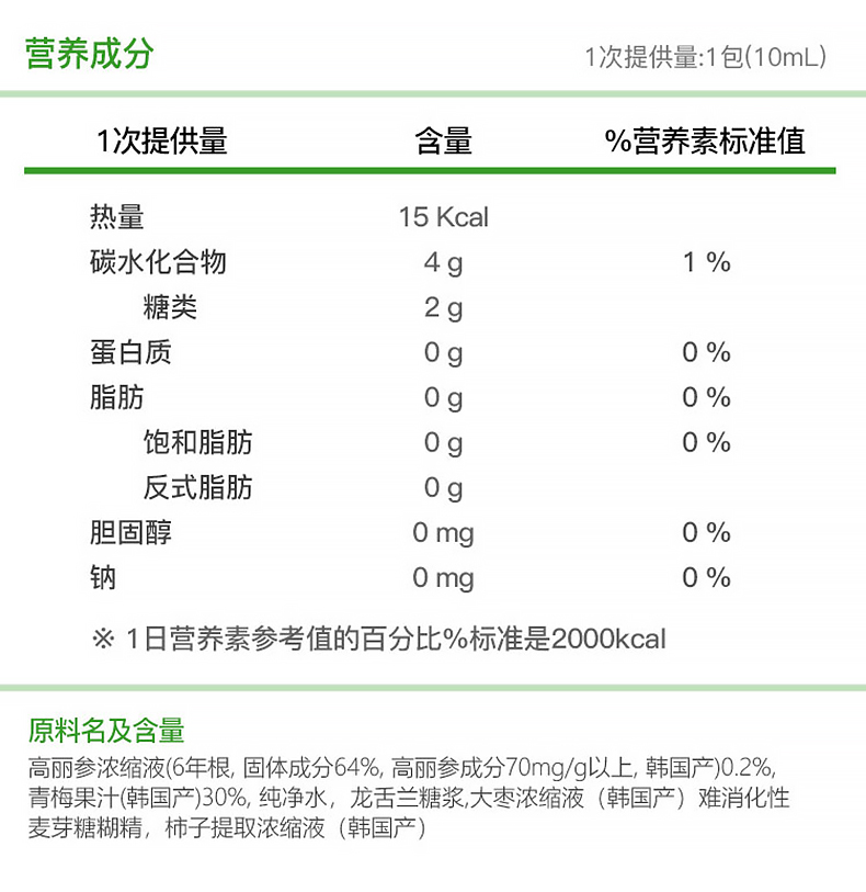 韩国正官庄6年根高丽参青梅浓缩液30条