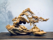 Taihang Cliff Berwood Carved Root Carved Buddha Statue of Guanyin Münl Buddhist Guan Public Pendulum with Living Room Solid Wood Engraving Handiwork 530