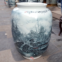 Jingdezhen ceramics celebrity hand-painted landscape painting tube calligraphy and painting cylinder study collection decorative ornaments scroll painting bucket