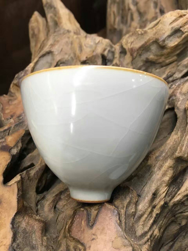 分寸汝窑 鸡心杯 天青开片汝瓷茶杯品杯个人杯 非柏采问鼎晓芳_不打折