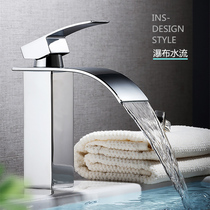 Creative waterfall faucet square all copper cold and hot black paint faucet Nordic hotel household basin faucet