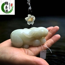 Hetian Jade handpieces Natural Xinjiang Jade Hetian White Jade Jade Rabbit hand play pendants ornaments Jade Jade