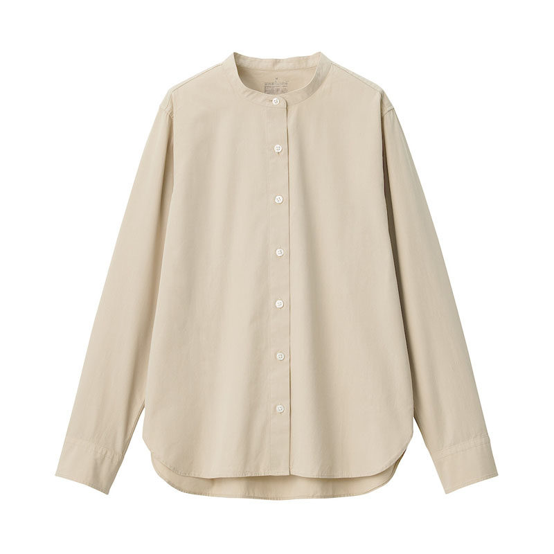 无印良品 水洗平纹立领衬衫-人间水蜜桃桃