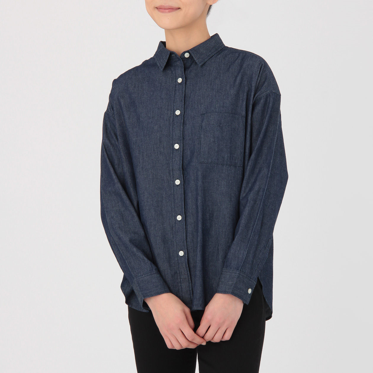 muji 无印良品 女士棉牛仔宽版衬衫