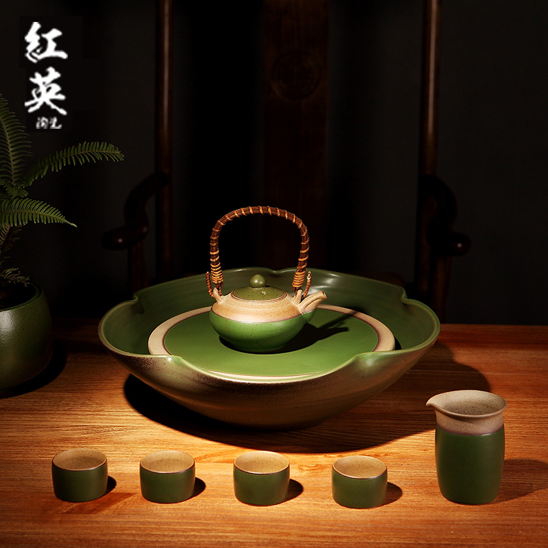 Red the jingdezhen ceramic kung fu tea set household contracted by hand cups set of restoring ancient ways is a complete set of the teapot