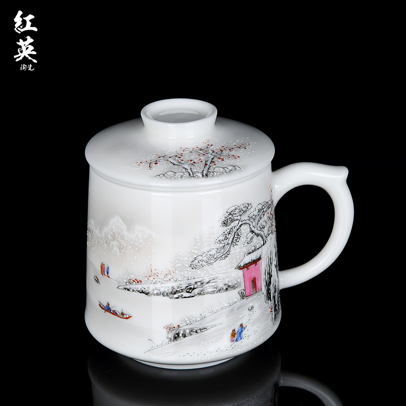 Jingdezhen ceramic keller cup creative office cup with cover filter leak hand - made ceramic keller cups