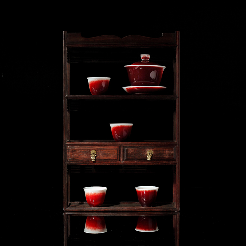 Jingdezhen ceramic up red ice crack glaze on the master cup single cup sample tea cup kung fu tea set large cups